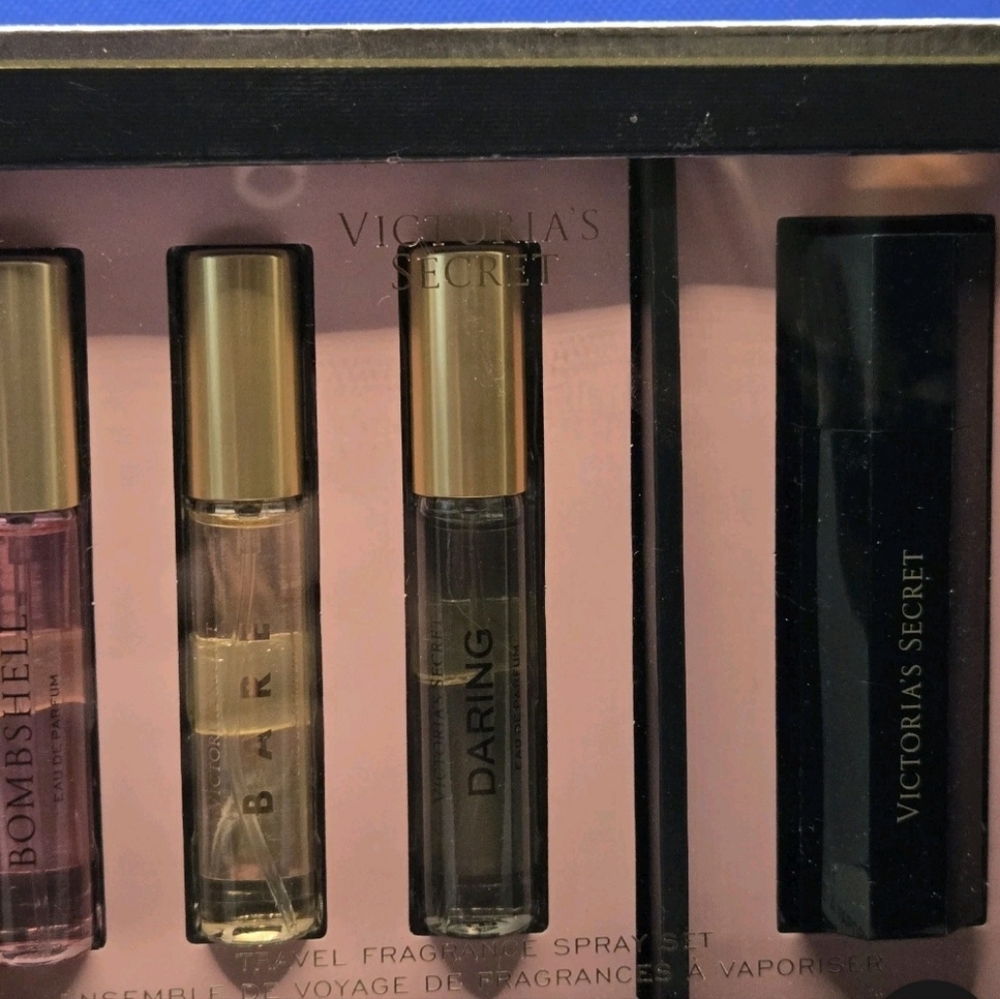 VS Holiday Gift Travel Fragrance Trio Set  Bombshell, Bare, & Daring EDP wCase